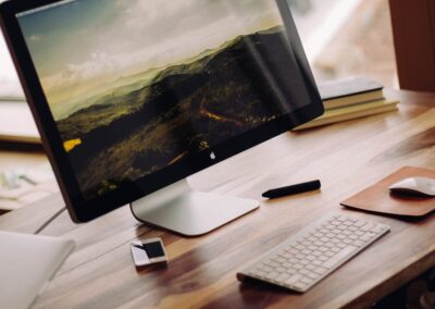 Desk setup with monitor
